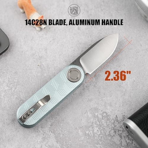 Image of Vosteed Corgi V EDC Pocket Knife - 2.36 inch 14C28N Satin Blade - Patented Vanchor Lock, Macaron Blue Aluminum Handle - Camping, Surviving Knives - A3725