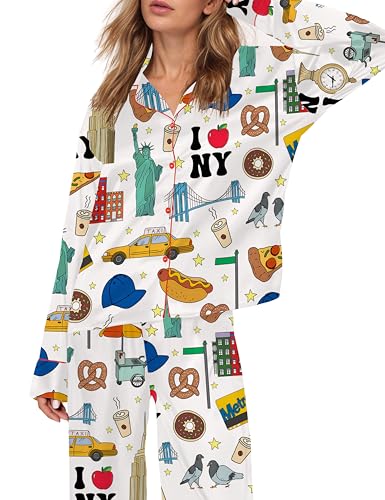 Image of SHESHOW Satin Pajamas for Women Set Long Sleeve Button Down Sleepwear 2 Piece Nightwear Women Pjs Sets Size XS-XXL