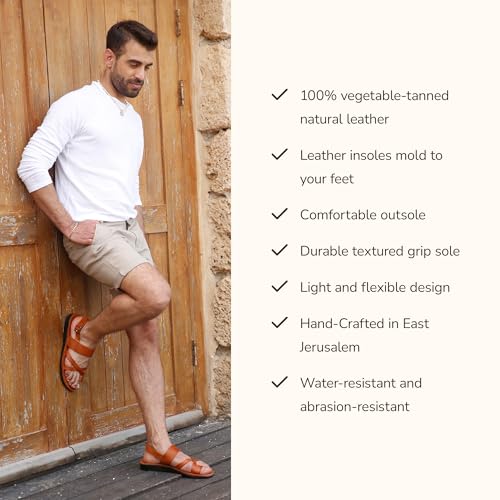 Amos - Leather Ankle Strap Flat Sandal - Mens Sandals3