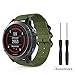 MoKo Band Compatible with Garmin Fenix 6/Fenix 6 Pro/Fenix 5/5 Plus/Forerunner 935/945/Quatix 6/Approach S62/S60, Fine Woven Nylon Adjustable Replacement Strap with Metal Buckle - Army Green