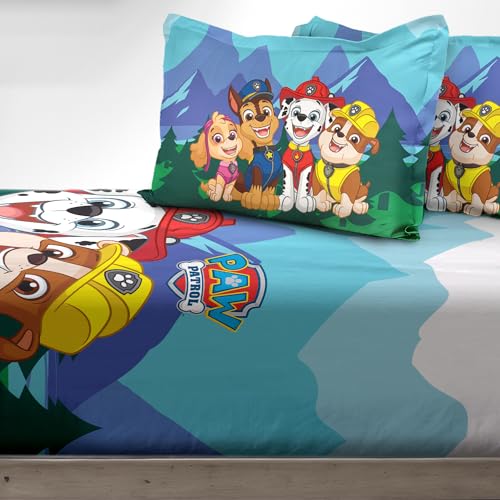 Image of Sassoon Paw Patrol Outdoor Vibes Digital Printed 100% Cotton Bedsheet with 2 Pillow Covers in 300TC