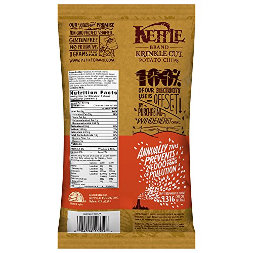 Image of Kettle Brand Potato Chips, Krinkle Cut Buffalo Bleu, 5 Ounce Bags (Pack of 15)