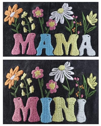 Mama and Mini Hats for Women Girls, Flower Decor Mom and Daughter Outfits Baseball Cap3
