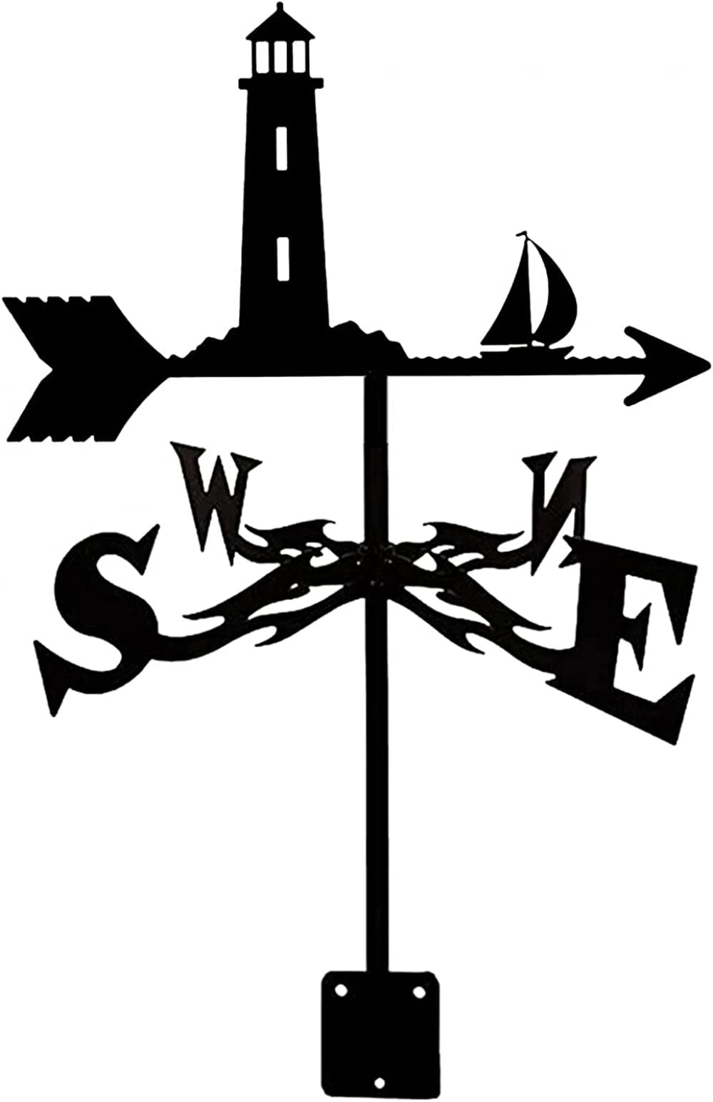 Metal Weathervane for Roof Mount Outdoor Farm Scene Garden Stake Weather Vane Wind Direction Indicator with Anti Rust Coating Measuring Tool-A