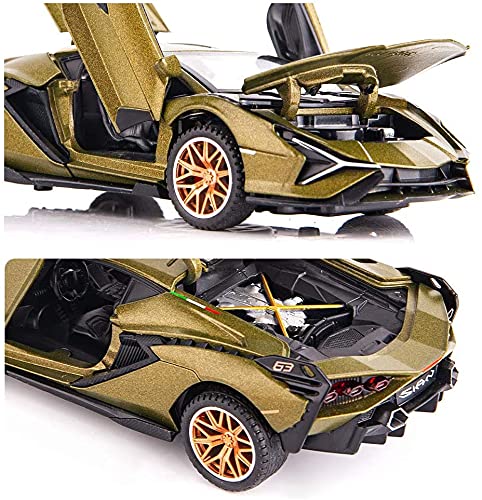 Image of Toy Cars Sian Fkp3 Metal Model Car With Light And Sound Pull Back Toy Car For Boys Age 3 + Year Old(Sian Vb32611-1 Army), Multicolor
