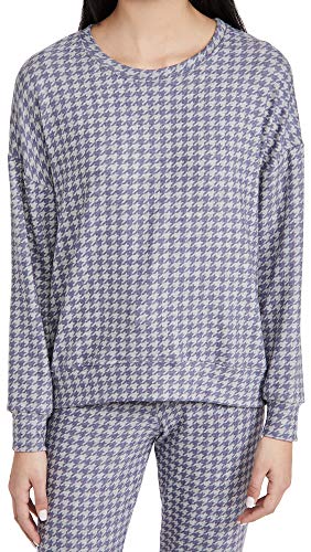 Sundry women's houndstooth sweatshirt, sapphire, blue, print, 1…