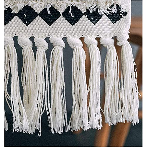Chemin de table coton lin anti-rayure nappe avec pompon pour protéger meuble TV et table - 8