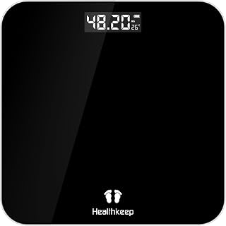Healthkeep Balance Pese Personne Électronique, Pese Personnes de Haute Précision avec Affichage par LCD, Design Fin, poids Max. 180 kg/ 400lb Noir