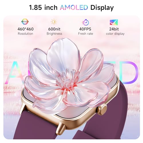 Image of Smart Watches for Women,1.85 inch AMOLED Touchscreen for Android & iPhone Alexa Built-in Bluetooth Calls,Fitness Watch 110+ Sport Modes Heart Rate /Sp02 /Sleep /Calories Monitor IP68 Waterproof