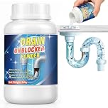 Drain Unblocker Powder, Powerful Sink Unblocker, Fast Acting Drain Cleaner, Drain Unblocker Removes Hair, Leftovers, Grease and Odors in Kitchen, Bathroom and Toilet Sinks and Pipes, Safe for Pipes