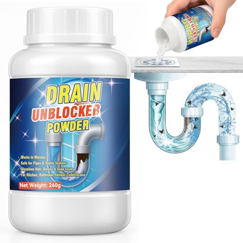 Image of Drain Unblocker, Powerful Sink Unblocker, Fast Acting Drain Cleaner, Shower Drain Unblocker to Dissolves Clogs, Removes Hair, Grease, Soap Scum and Food Residue, Safe for Pipes and Septic Systems