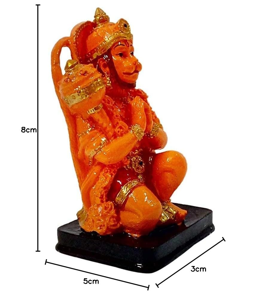 Image of KRISHNAGALLERY1 Resin Lord Hanuman | Bajrangbali | Balaji Statue, 5 Inches, Orange.