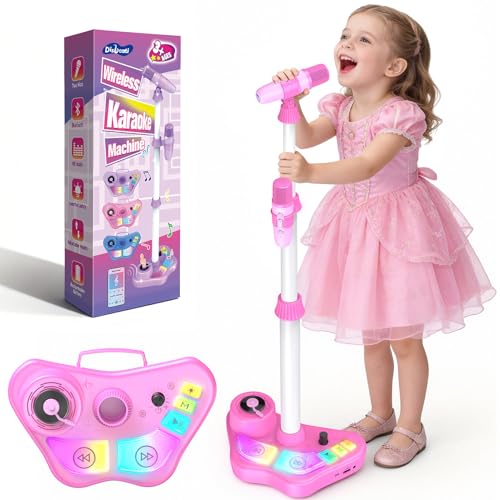 Karaoke Maschine und 2 Mikrofon Kinder mit Verstellbarer Ständer Geschenk Spielzeug für Mädchen 3-12 Jahre Karaoke Microphone Set mit Bluetooth-/TF-Karten-/USB-/AUX-Unterstützung Oster Geschenke