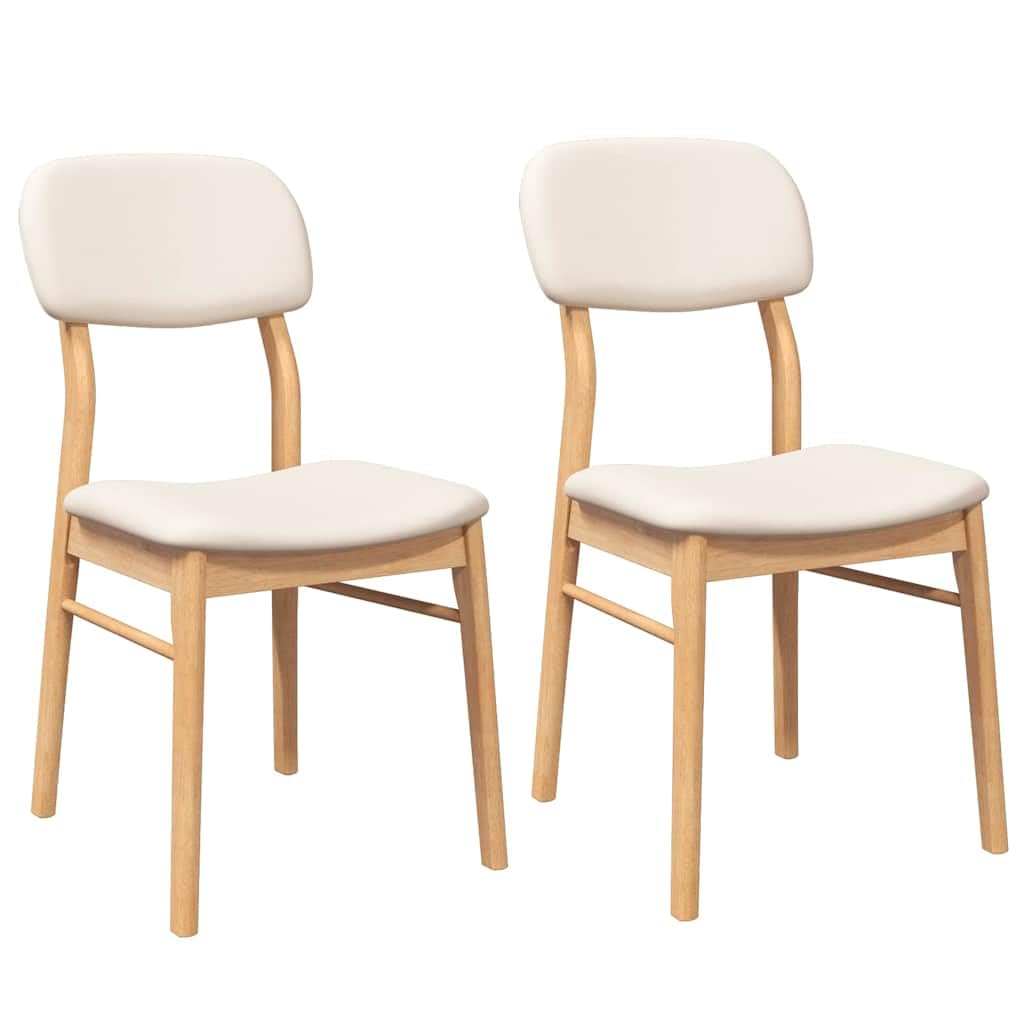 Sillas de Comedor 2 Unidades con Cojines, Madera Maciza de Caucho Natural, Sillas Ergonomicas para Comedor y Sala de Estar, Diseño Atemporal con Soporte Lumbar, Capacidad 110kg
