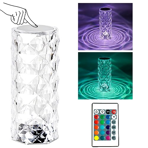 Himmel Led Crystal Table Lamp Modern Rose Bedside Lamp Touch Lampada Dimmerabile 16 Colori E 4 Modalità Con La Lampada Di Cristallo Rgb Colore Che Cam