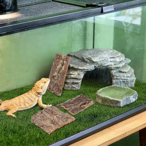 Image of balacoo Terrarium Tree Bark: 4pcs Reptile Bark Decoration Natural Cork Bark Backdrop Reptile Tank Background Leopard Cork Bark - Tarantula Enclosure Accessories