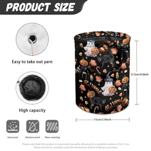 Image of Sellikakes Halloween Ghost Pumpkin Small Yarn Bag Crochet Organizer, Knitting Crochet Storage Bag, Portable Yarn Knitting Bag for Crocheting Project, Store Skein Ball, Short Knitting Needle