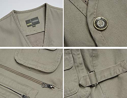 Flygo Men's Casual Cotton Outdoor Work Safari Travel Photo Vest with Multi Pockets3
