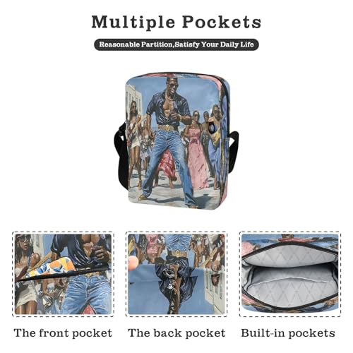 Crossbody Bag African American Black Men Women Dancing Messenger Bag for Women Men Purse Shoulder Bag Satchel Bag with Adjustable Strap 202b65762