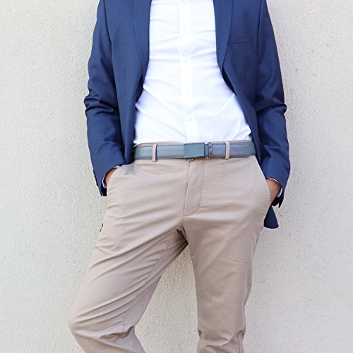 Image of Falari Men Unisex Genuine Leather Ratchet Dress and Casual Belt, Automatic Sliding Buckle, Trim to Fit