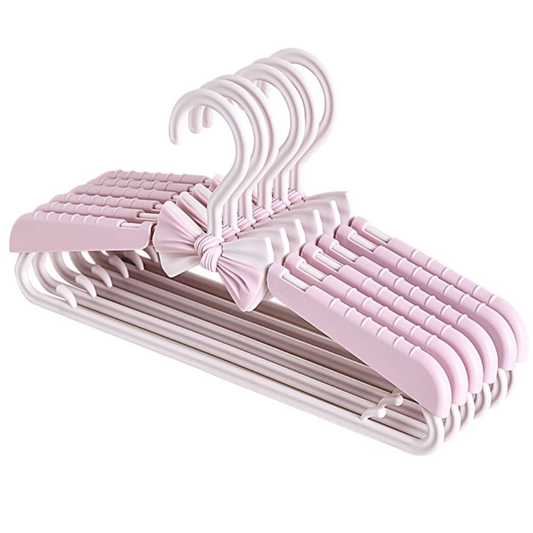 GONMDOPY Coat Hangers,10Pcs Adjustable Clothing Hanger,Space Saving, Storage Hangers for Clothes, Coats, Dress, Shirt, Jacket, Trouser/Roze/10Pcs