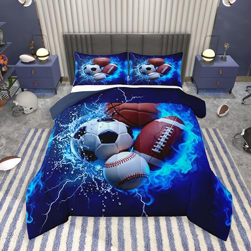 Image of Feelyou Boys Sports Comforter Set Full Size for Kids Boys Girls