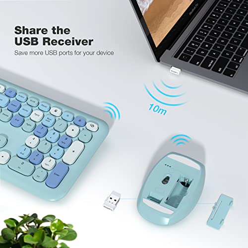 Image of MOFII Wireless Keyboard and Mouse Combo, 2.4G Slim Full-Sized Ergonomic Keyboard Mouse for PC Desktop Laptops Windows (Blue Colorful)