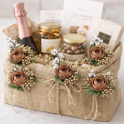 Image of SATYAM KRAFT 6 Pcs Handmade Artificial Small Peonies Flower Bunch for Hamper, Flower Brooch Hamper, Trousseau Packing, Decoration, Gifting, DIY Craft & Wedding (Brown Bunch)