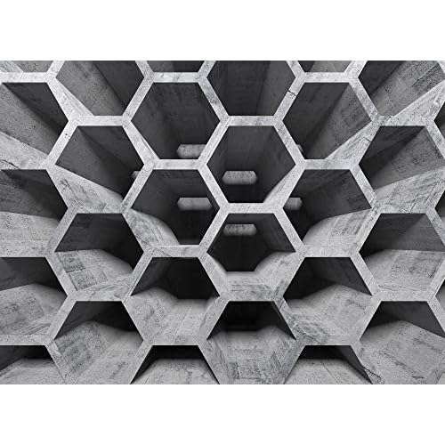 Livingwalls Fototapete Designwalls Vliestapete Honeycomb Structure Tapete in 3D Optik in Grau, Schwarz, Violett 350 x 255 cm XXL Wandtapete Wandbild 118738