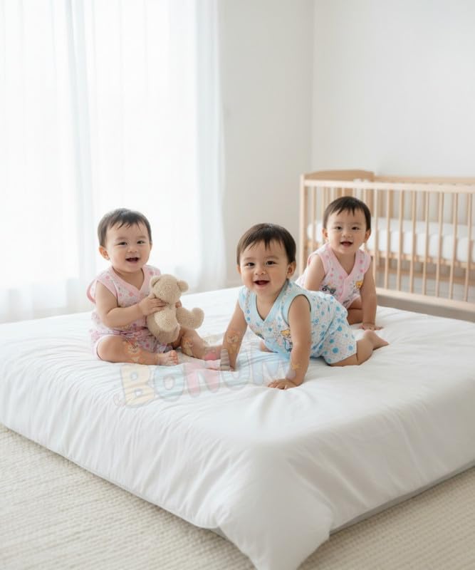 Image of BONUM Baby's Boy's Girl's 100% Cotton Button Shirt with Pyjama Pant Set of 3 New Born Baby Clothes