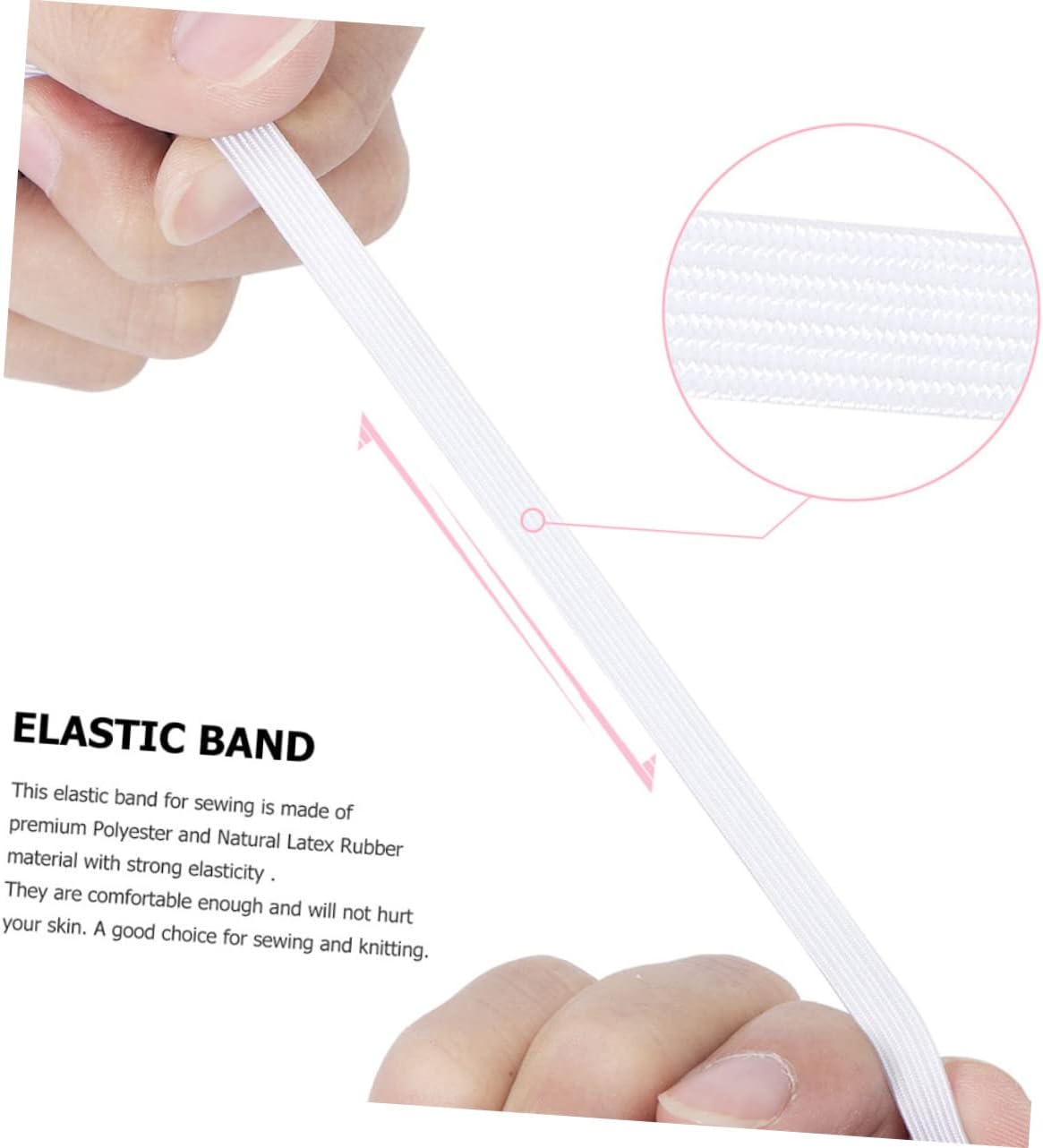DOITOOL 2rolls Elastic Band Wide High Elasticity Sewing Cord for Pants Skirts Headbands and Crafts Flexible and Abrasion Resistant