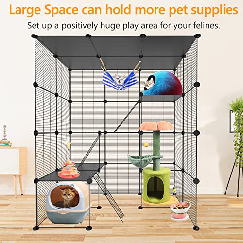 Xiaz Cat Cages Indoor Large With Dense Metal Wire，Diy Cat Kennel Indoor Detachable Metal Wire Crate Playpen Enclosures Large Exercise Place For 1-3 Cats, Rabbit,Ferret,Small Animals #TOP2