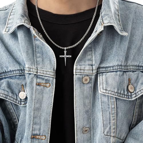 Collier avec pendentif en forme de croix argent 925 homme