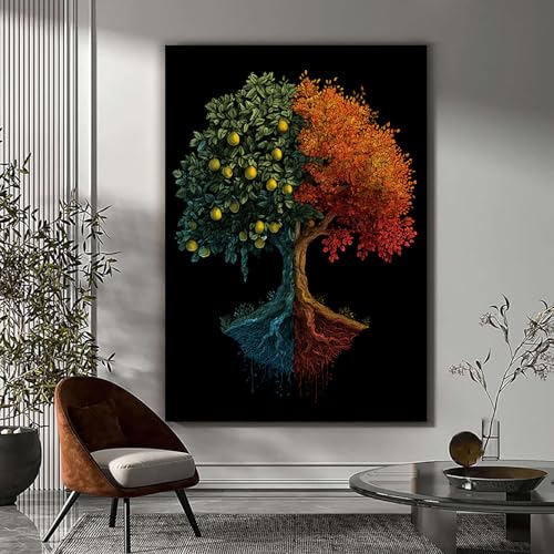 Árbol de la vida en cuadro lienzo azul de 40x60cm ideal para renovar la pared del dormitorio 2
