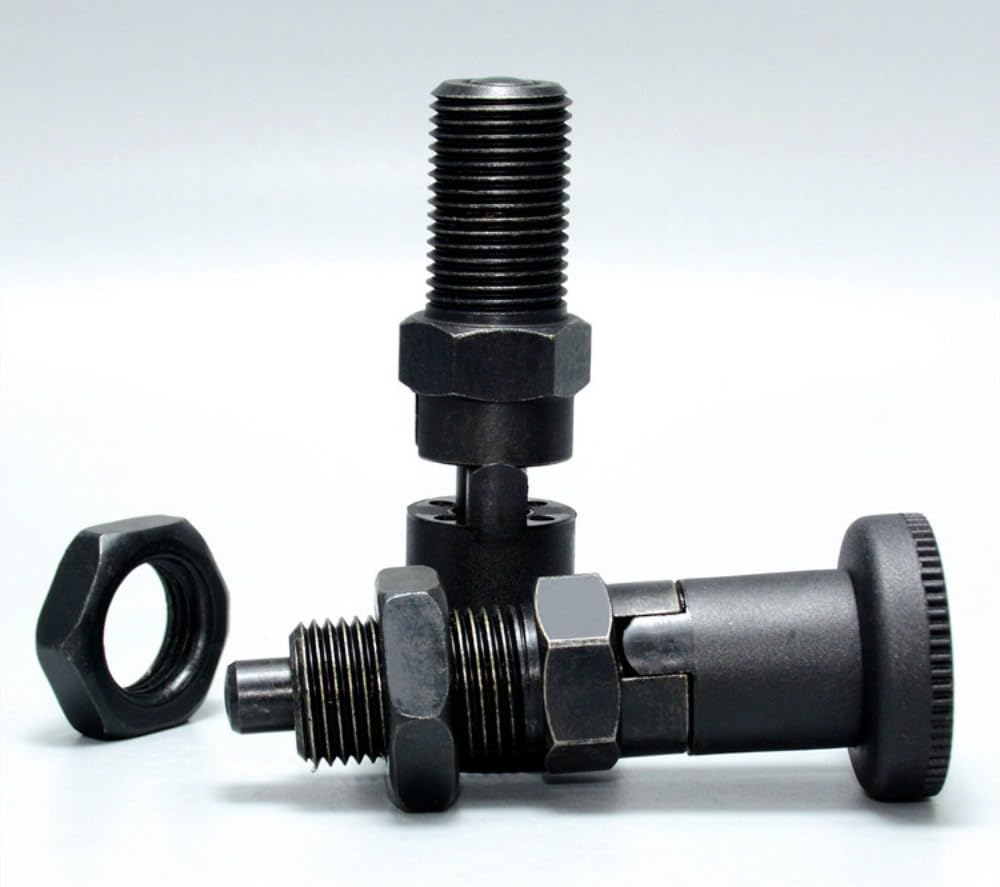 MerciL 2pcs Push Fit Ball Nose Spring Plunger, Carbon Steel Self Locking Indexing Plunger Spring Knob Plunger Positioning Pins Lock Pin Bolt Self Locking Indexing Pin with Lock Nut (M10)