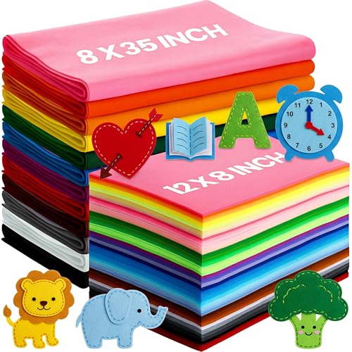 Image of Reginary 120 Pcs 8 x 12 Inch & 8 x 35 Inch Felt Sheets Bulk for Craft 40 Assorted Color Felt Fabric Squares Stiff Paper for Back to School Fall Festival Holiday DIY Craft Sewing Patchwork (Warm)
