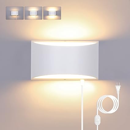 Amazon Lightess Led ブラケットライト コンセント式 ウォールライト Cob光源 壁付け照明 工事不要 調光可能 スイッチ付き ベッドサイドランプ 省エネ 玄関ライト 門灯 アンティーク調 北欧 現代 寝室 居間 廊下 階段照明 12w ホワイトーウォームホワイト Sunvp