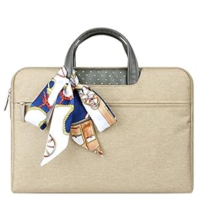 Laptop Sleeve Case Briefcase Spill Resistant Shockproof with Scarves for 13.3 14" Laptops/Notebooks/Ultrabook... Khaki 2