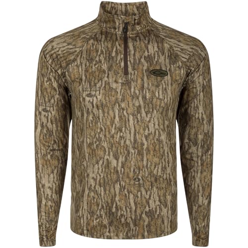 Drake Waterfowl Men's EST Microlite Quarter Zip Hunting Durable Outdoor UPF 50+ 4-Way Stretch Camo Pullover w/Raglan Sleeves