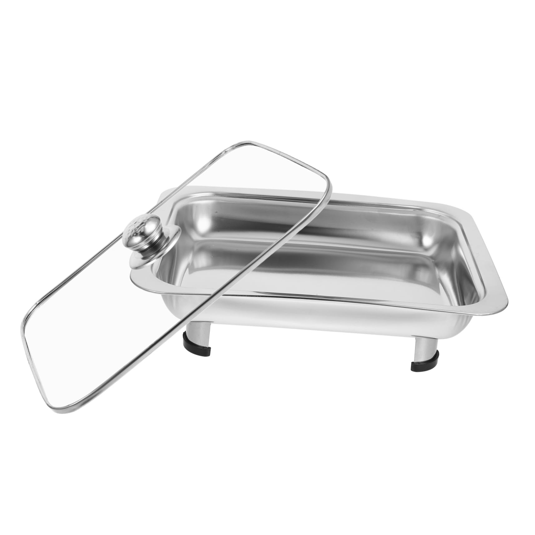 Protege Alimentos y Evita Suciedad Bandeja Rectangular con Tapa para Buffet de Acero Inoxidable Adecuado para Exhibición en Tiendas y Comedores