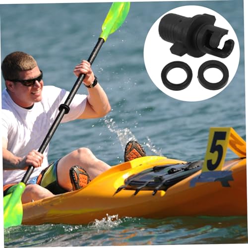 Inflatable Paddle Board Air Pump Adapter Durable High Strength Plastic Kayak Valve Connector with Leak Gaskets Compatible with Inflatables and Foot Pumps Black4