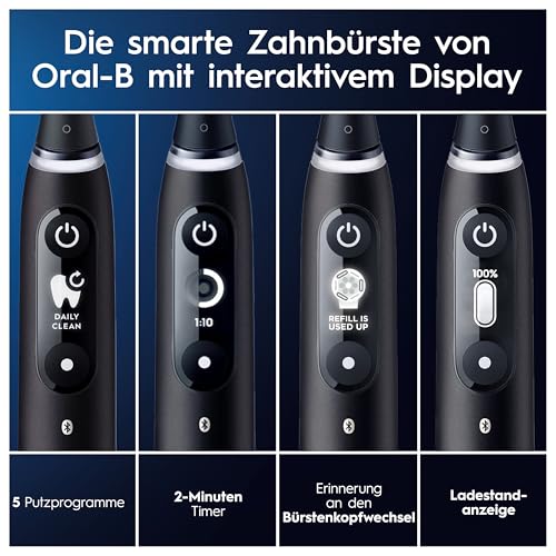 Oral-B iO Series 6 Plus Edition Elektrische Zahnbürste, Doppelpack — Electric Toothbrush, Inkl. 4 Aufsteckbürsten, 5 Putzmodi für Zahnpflege, Reise-Etui, Designed by Braun — Schwarz/Rosa – Bild 6