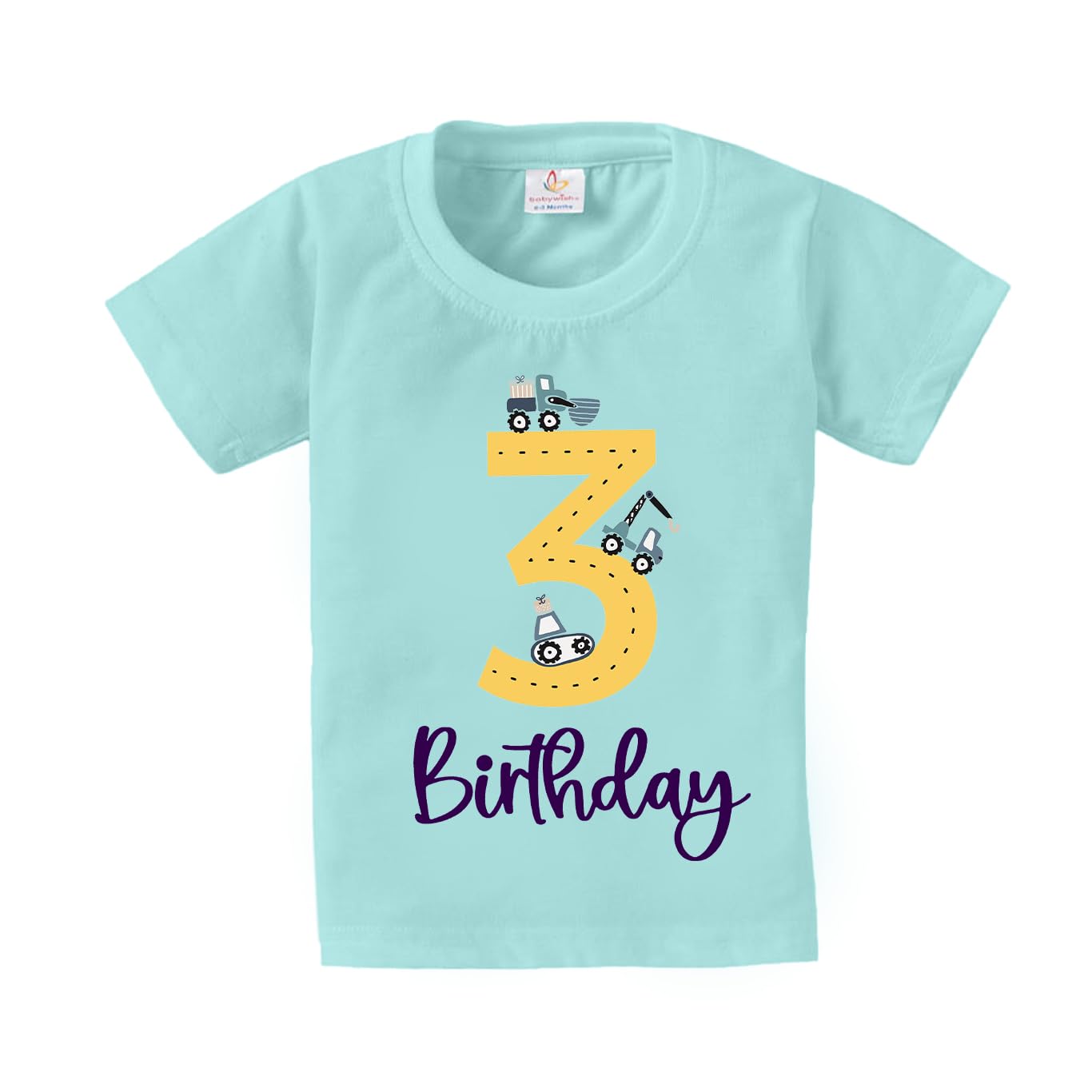 baby wishBirthday Milestone Dress for Boy’s and Girl’s Birthday Tshirt for Kids Happy Birthday T-Shirts Half Sleeve Celebration Birthday boy Girl T-Shirt 3rd Birthday Vehicle