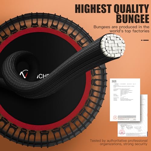 Image of ANCHEER 40 inch /48 inch Foldable Mini Trampoline,Max Load 450lbs /550lbs Indoor Trampoline,with 4 Level Adjustable Foam Handle and Resistance Bands,Adult Exercise Trampoline for Home, Garden, and Gym