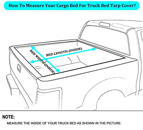 Softclub Truck Bed Tarp Cover for Short Box(5.8’ Box) Fit for Ford F150 GMC Silverado/Sierra Ram Reflective Strip Waterproof Heavy Duty 600D Oxford Fabric Pickup Truck Bed Cover with Bungee Cords
