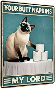 Vintage Funny Bathroom Sign – Humorous Metal Decor Plaque, Suitable for Cafes, Pet Lovers, Cats, Toilets, Bedrooms, Living Rooms, Kitchens, and Home Wall Decoration – 8x12 Inches