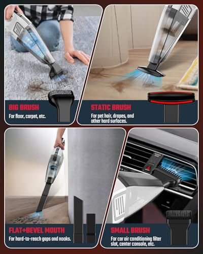 Evekas Handheld Vacuum Cordless, 9000PA Strong Suction, 2 Suction Modes, Fast Type-C Charging, Lightweight, Portable Car Vacuum Cleaner for Home Pet Office