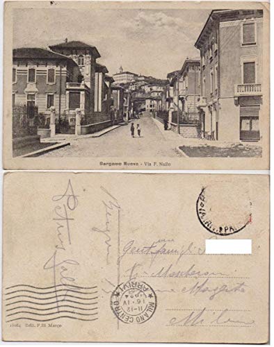 Cartolina - Bergamo Nuova. Via Nullo. Viaggiata 1924, animata