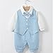 HUAANIUE Newborn Baby Boys Gentleman Romper One Piece Long Sleeve Bowtie Outfit Formal Wear Tuxedo Suit 0-3 Months