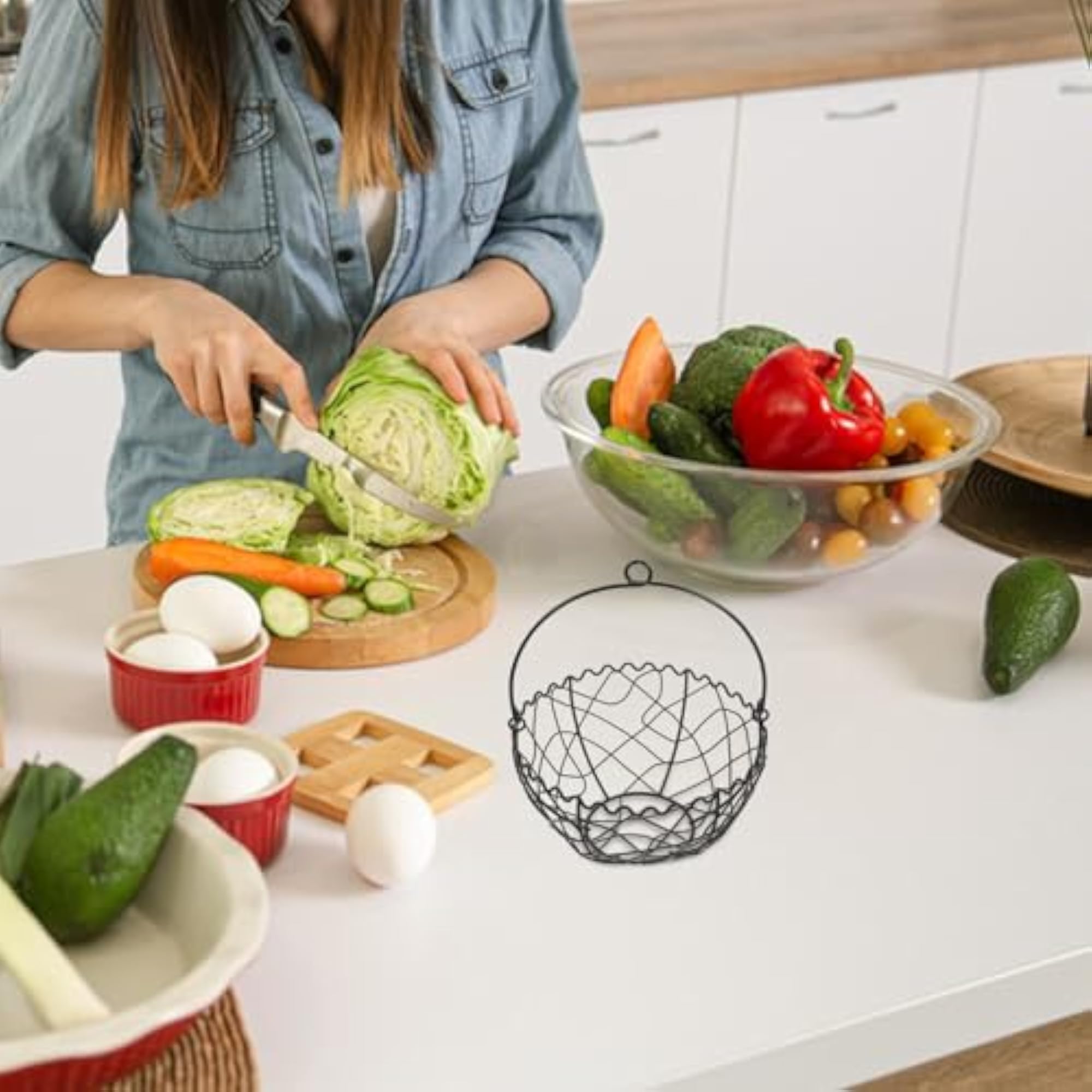 Iron Kitchen Storage Basket with Handle